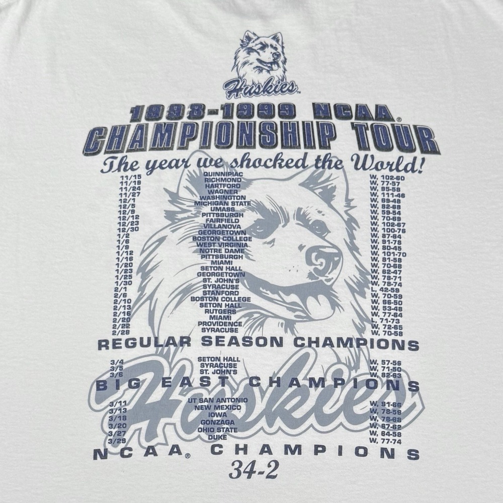 +VTG 1999 UCONN Huskies Basketball NCAA Champions Shirt L - SIGNED Ricky Moore - Picture 8 of 12